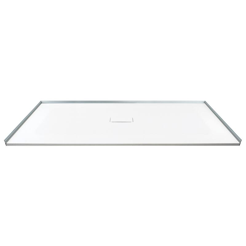 Transolid FZS6040C-09 60-in L x 39.4-in W Zero Threshold Center Drain Shower Base, Black - 60-in L x 39.4-in W - White