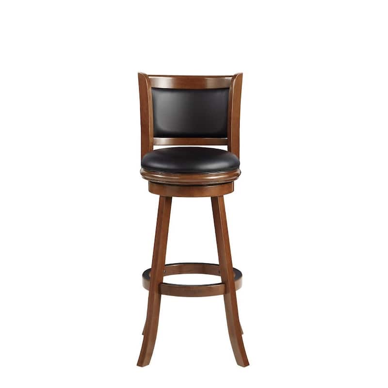 34 Inch Extra Tall Swivel Bar Stool, Wood, Faux Leather - 20 L x 18 W x 47 H