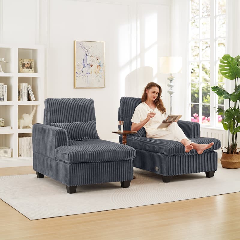 Modern Modular 2-Seater Sofa Corduroy Adjustable Loveseat with Square Armrest, for Living Room, Bedroom, Apartment