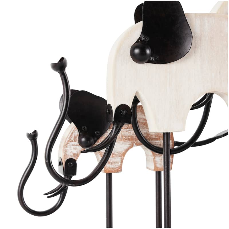 Metal Elephant Overlapping Sculpture with Wood Accents - Black - Roche River Decor - 6"W x 23"L x 16"H