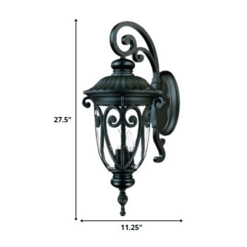 Glass Flush Wall Mount Light with 3 LED Bulbs and Seeded Shade - 14” x 11.25” x 27.5” (D x W x H)