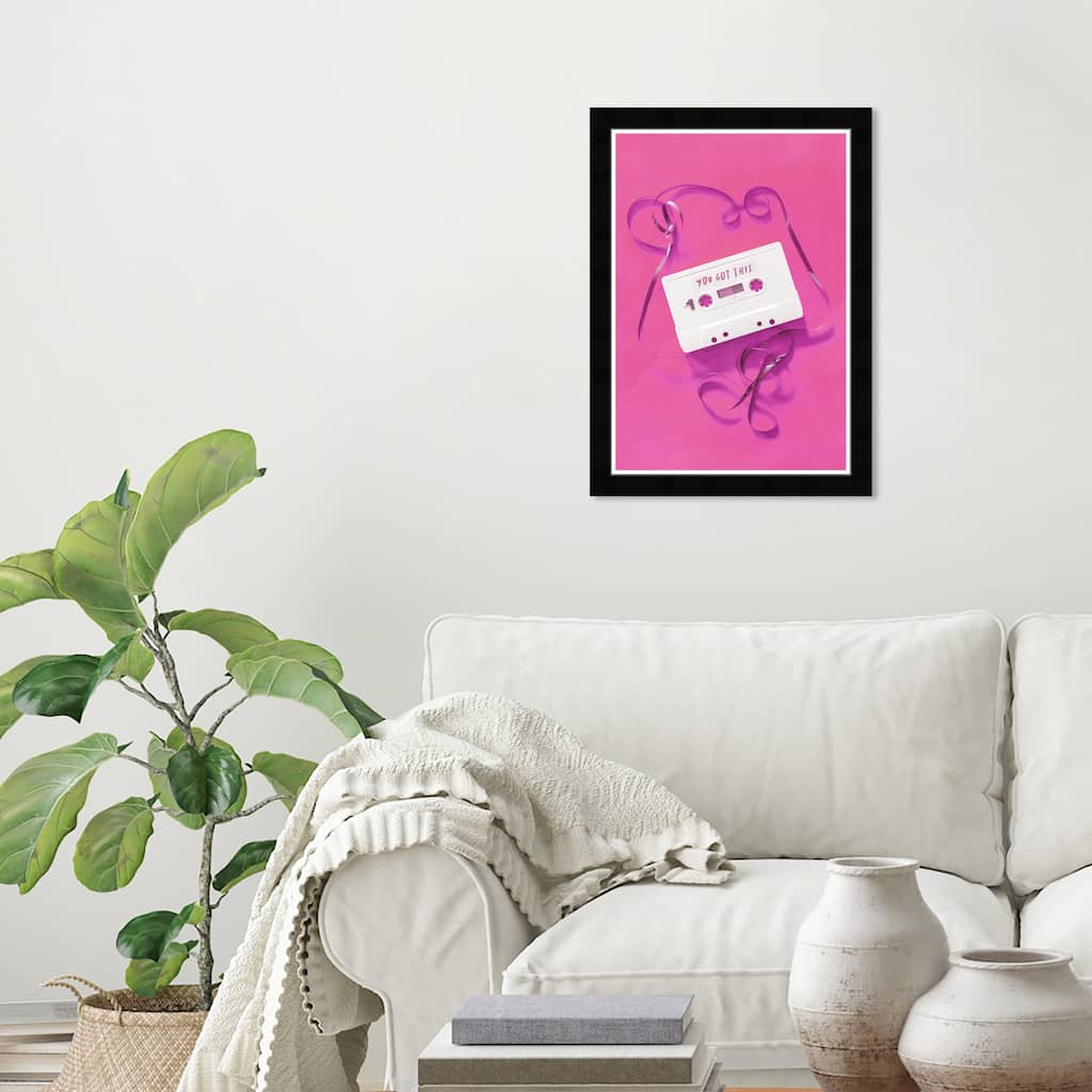 Wynwood Studio Prints Music and Dance You Got This Casette Pink and Dark Pink Glam Wall Art Canvas Print