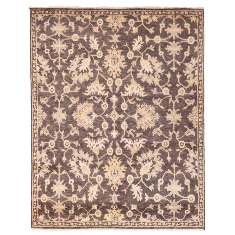 ECARPETGALLERY Hand-knotted Royal Oushak Dark Brown Wool Rug - 8'0 x 10'0