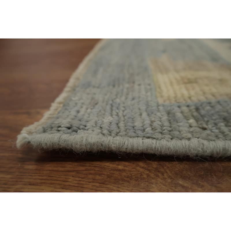 Hand Knotted Oriental 100% Wool Carpet Transitional All-Over Greys & Charcoal Oushak Area Rug - 14' 0'' X 10' 2''