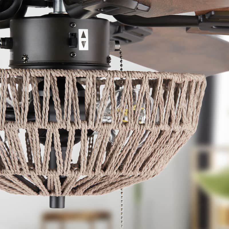 The Curated Nomad Carillon 52-inch Woven Rope 5-blade LED Ceiling Fan
