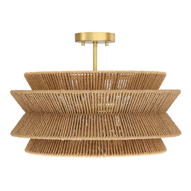 Silvia 4-Light Tiered Woven Rope Semi-Flush Mount Ceiling Light - 20'' W