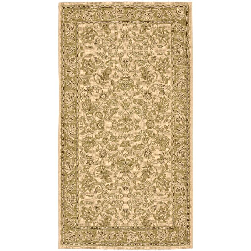 SAFAVIEH Courtyard Shizuka Indoor/ Outdoor Waterproof Patio Backyard Rug - 2'7" x 5' - Cream/Green