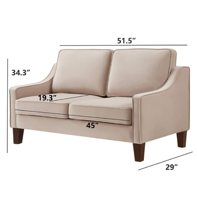 Modern Velvet Loveseat 2 Seater Sofa For Living Room