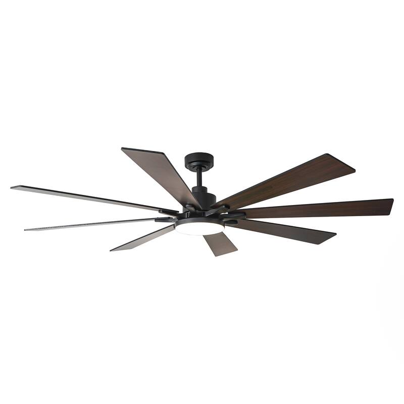 72-in Black Reversible 8-Blade Large Industrial Smart Ceiling Fan with Light and APP Control