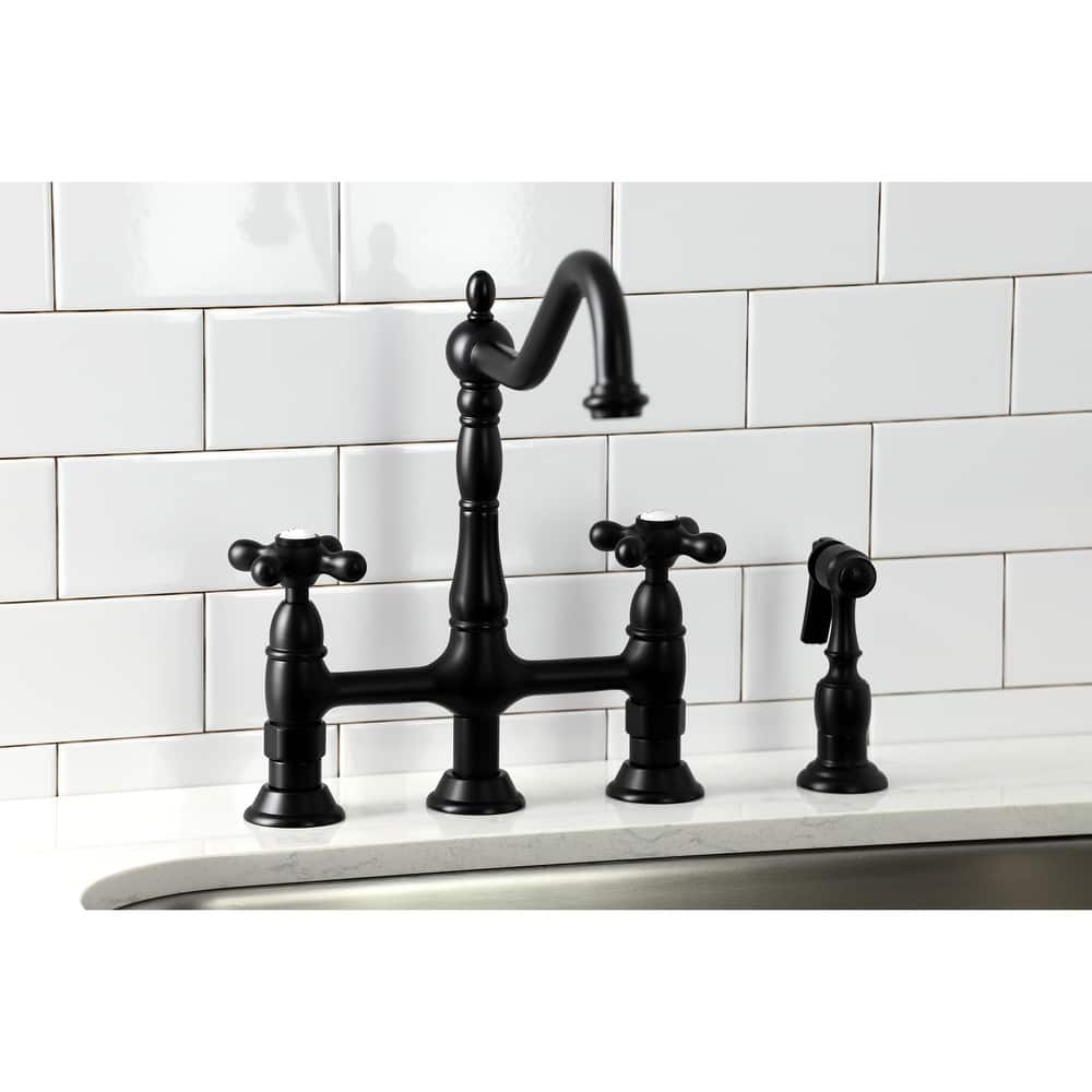Heritage Bridge Kitchen Faucet with Brass Sprayer