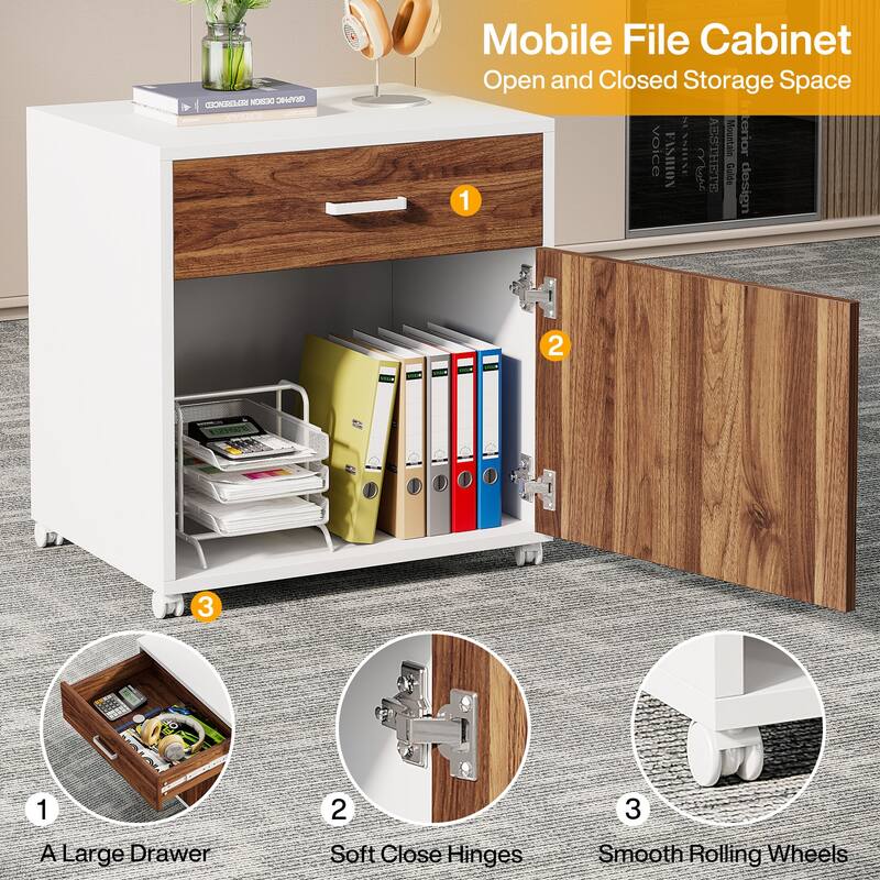 Executive Desk and File Storage Cabinet Set, L-Shaped Computer Desk for Home Office