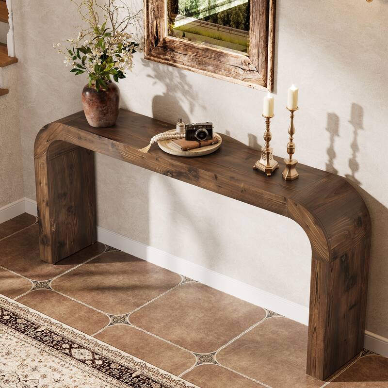 Solid Wood Console Table, 70.87-Inch Farmhouse Sofa Table