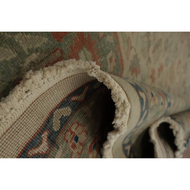 Hand Knotted Oriental 100% Wool Carpet Traditional Floral Beige & Ivories Ziegler Area Rug - 8' 3'' X 6' 1''