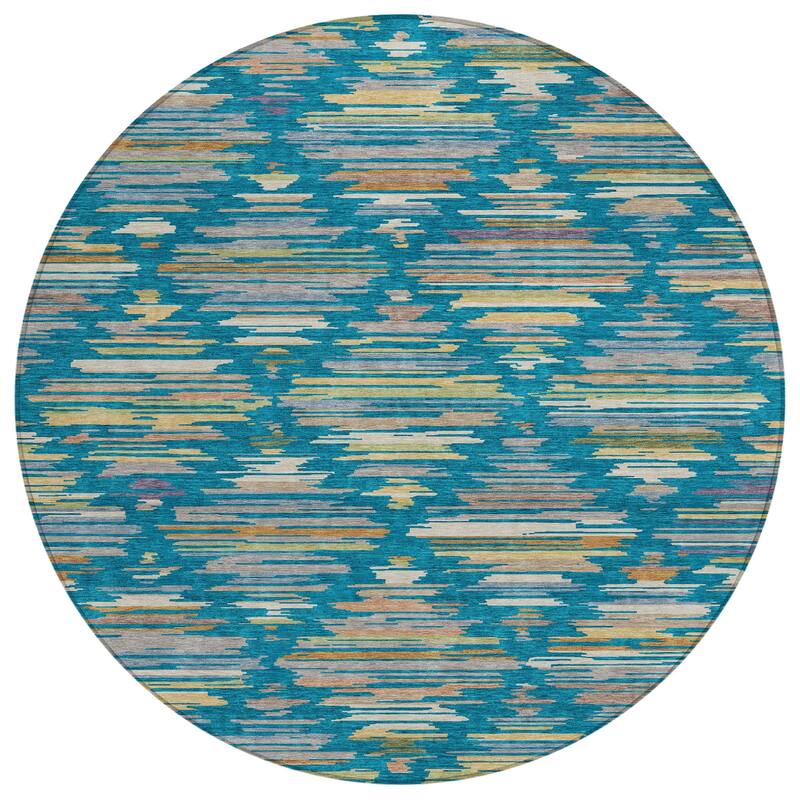 Machine Washable Indoor/ Outdoor Modern Trellis Chantille Rug