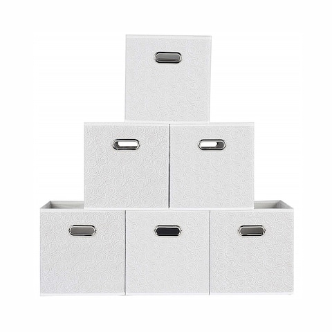 Enova Home Fabric Storage Bins With Metal Handles (Set of 6)