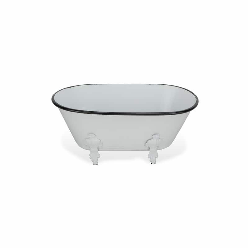 HomeRoots Jumbo White Bathtub Decorative Sculpture - 12' X '5' X '6.5