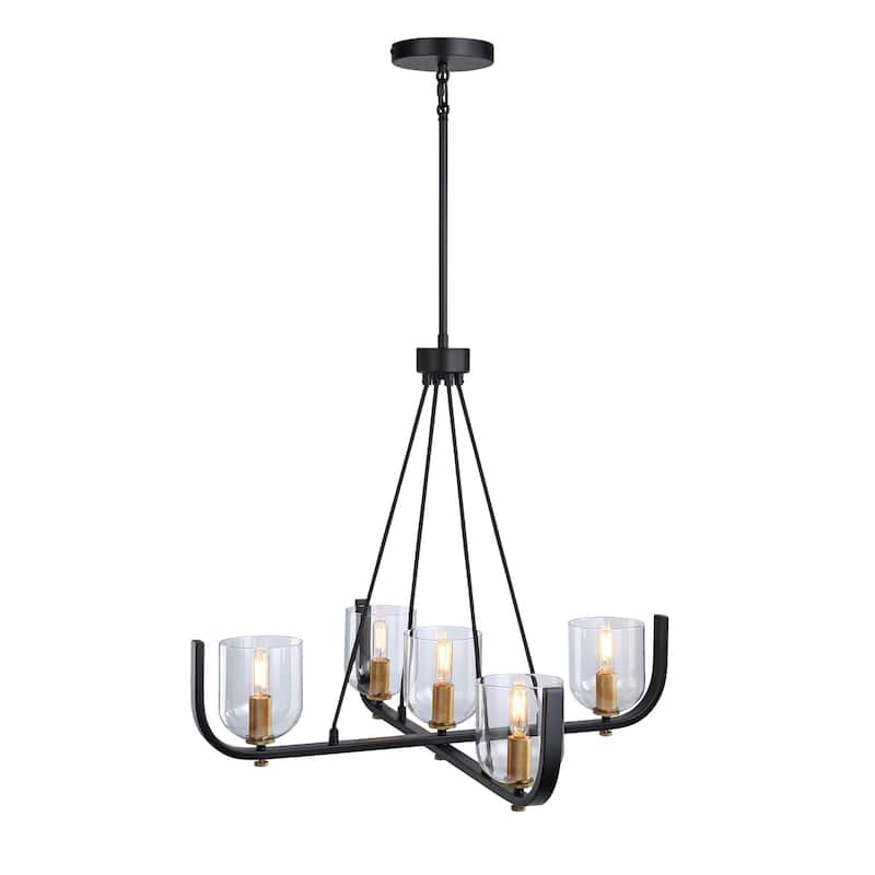 Artcraft Cheshire - 5-Light Chandelier - Black/Brass