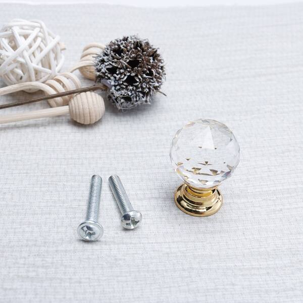 20mm Dia Crystal Knobs Dresser Pull Handle for Furniture Gold 6pcs - Gold  Color - Bed Bath & Beyond - 28883805