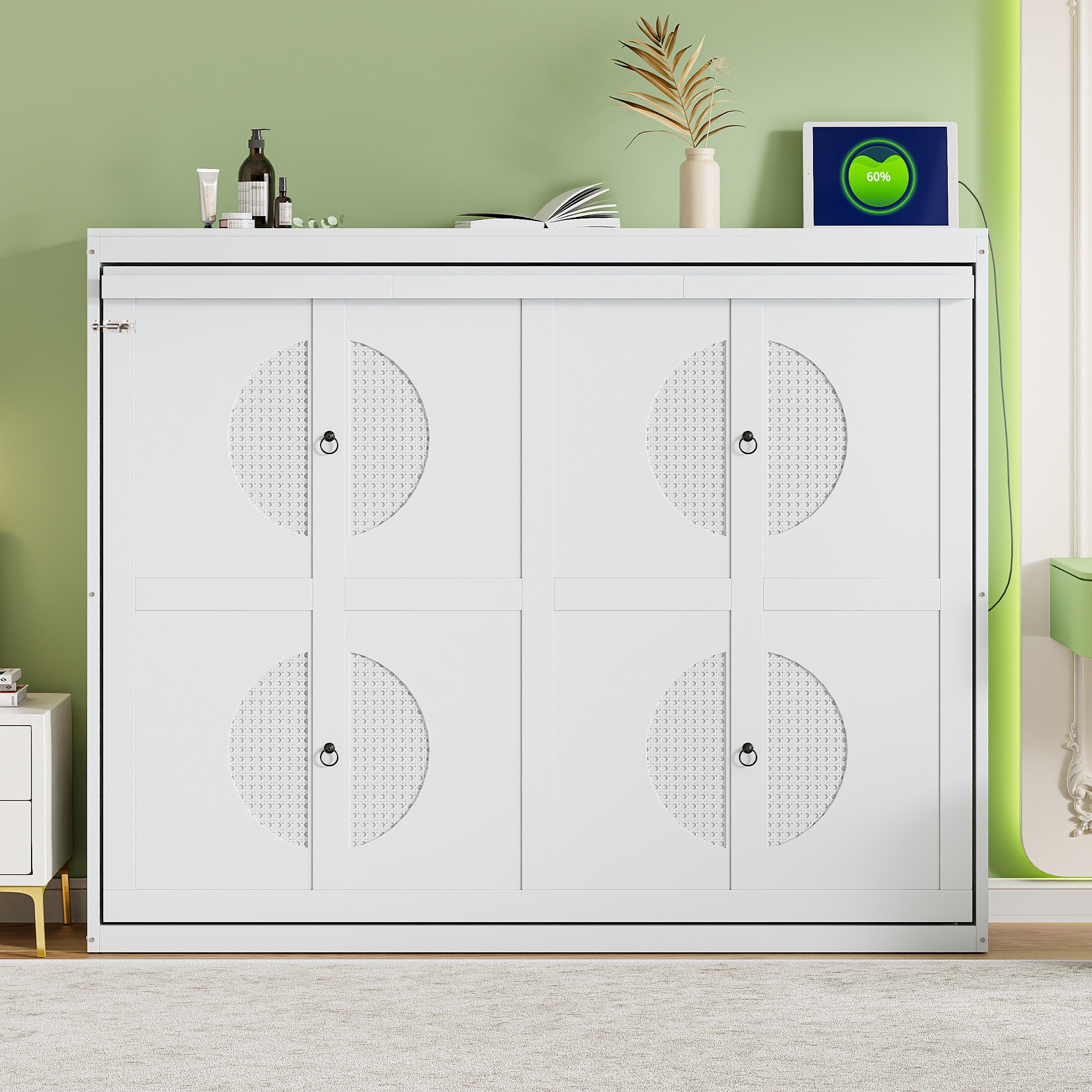 Queen Size Murphy Wall Bed with Space-Saving Cabinet Design