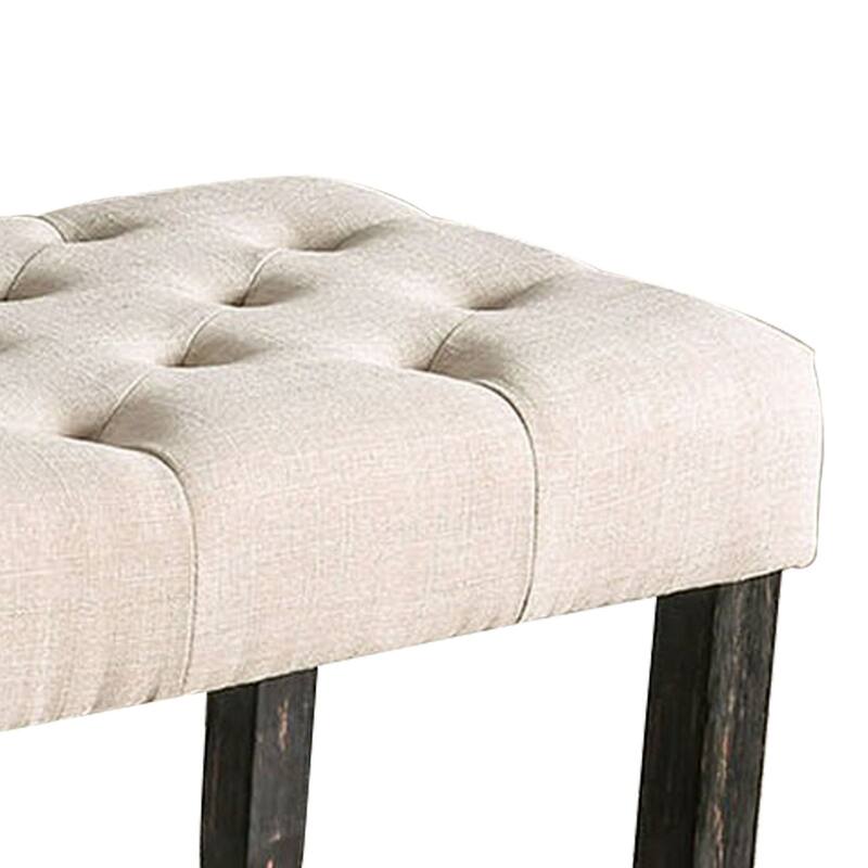 Rectangular Fabric Bench with Wooden Tapered legs, Charcoal Gray