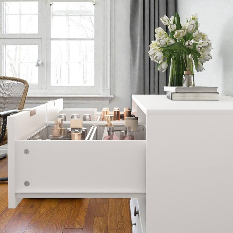 Modern 6 Drawer Dresser with Wavy Drawer Fronts, Large Chest of Drawers Storage Cabinet for Bedroom Living Room