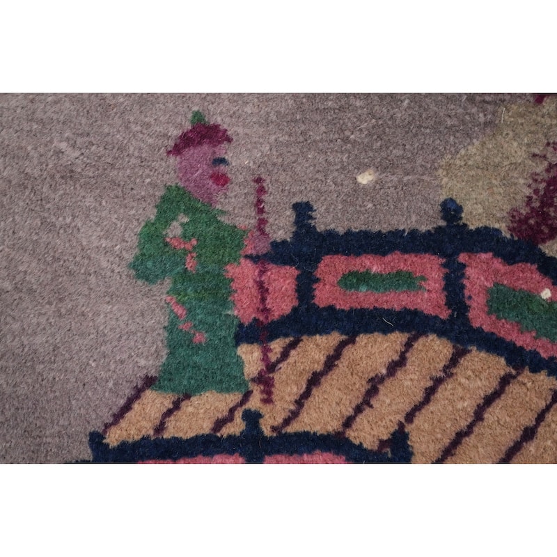 Hand Knotted Oriental 100% Wool Carpet Traditional Floral Pink Art Deco Nichols Area Rug - 11' 4'' X 8' 10''