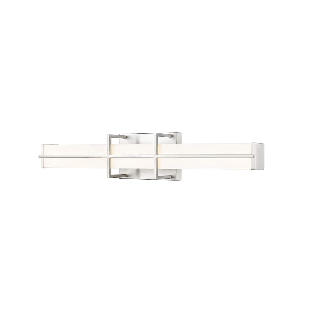 Harrison by Z-Lite 1 Light Vanity in Brushed Nickel with Frosted Plastic Shade - Brushed Nickel