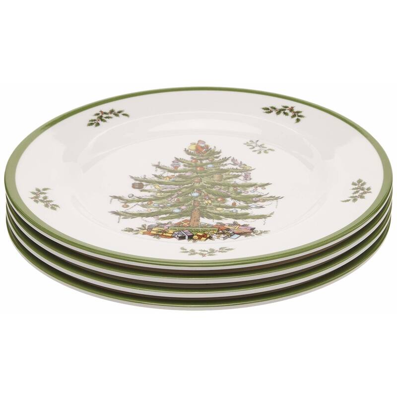 Spode Set of 4 Christmas Tree Melamine Dinner Plates - 11" D
