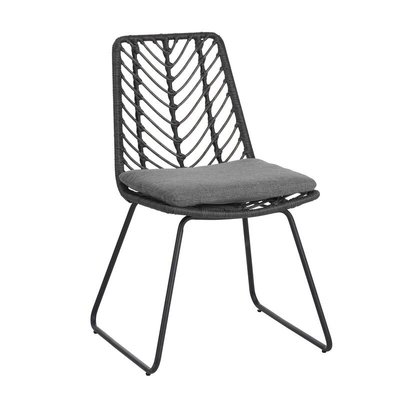 Rattan and Iron Chair Set with Cushions