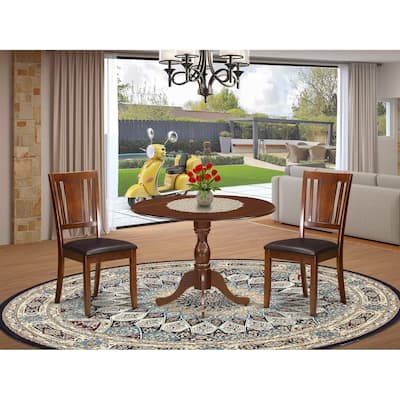 3-Piece Mahogany Finish Solid Wood Top - Dining Room Set - Seats 4