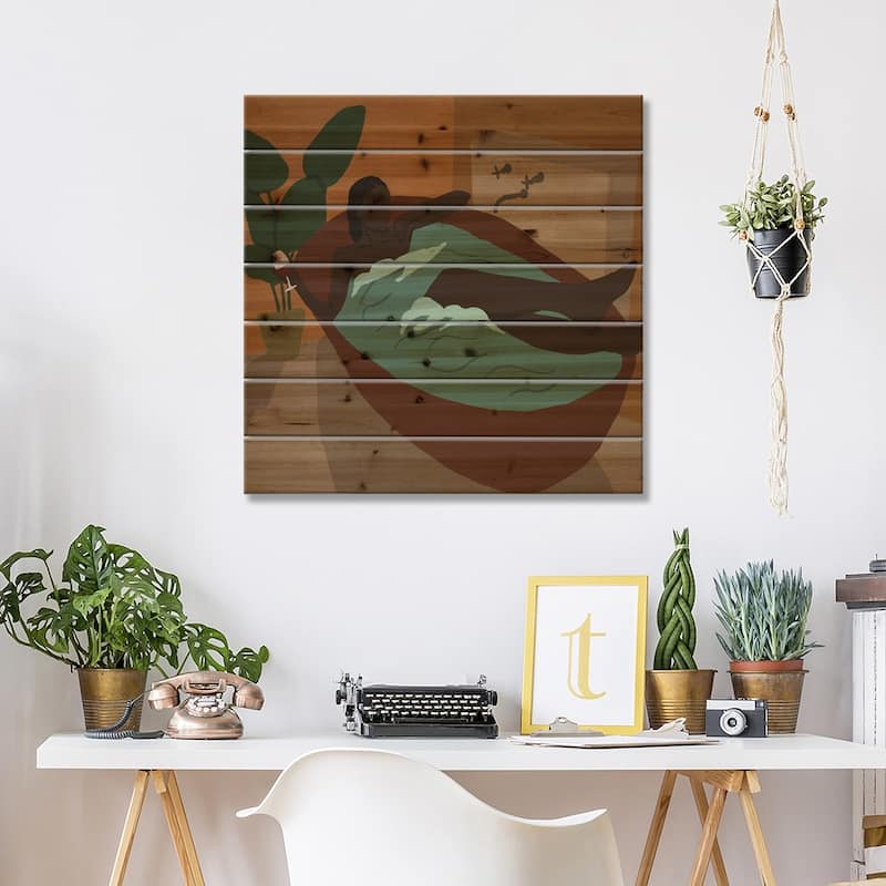 Self Care Print On Wood by Sarah Dahir - Multi-Color