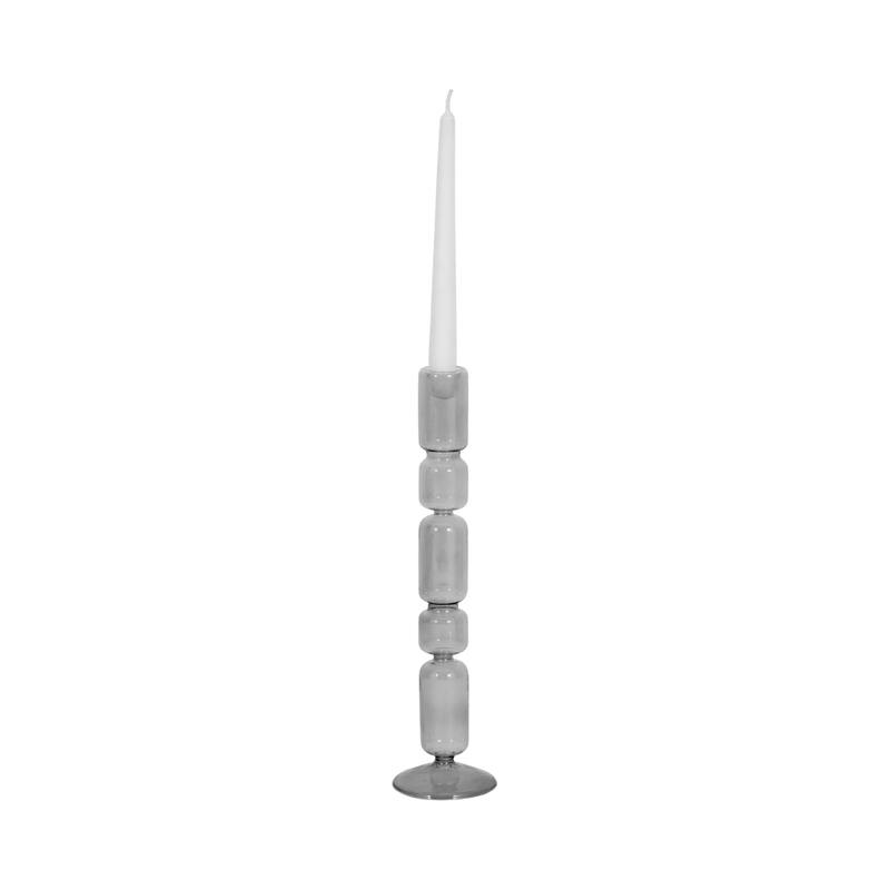 Modern Candle Holder with Stacked Sculptural Glass Base