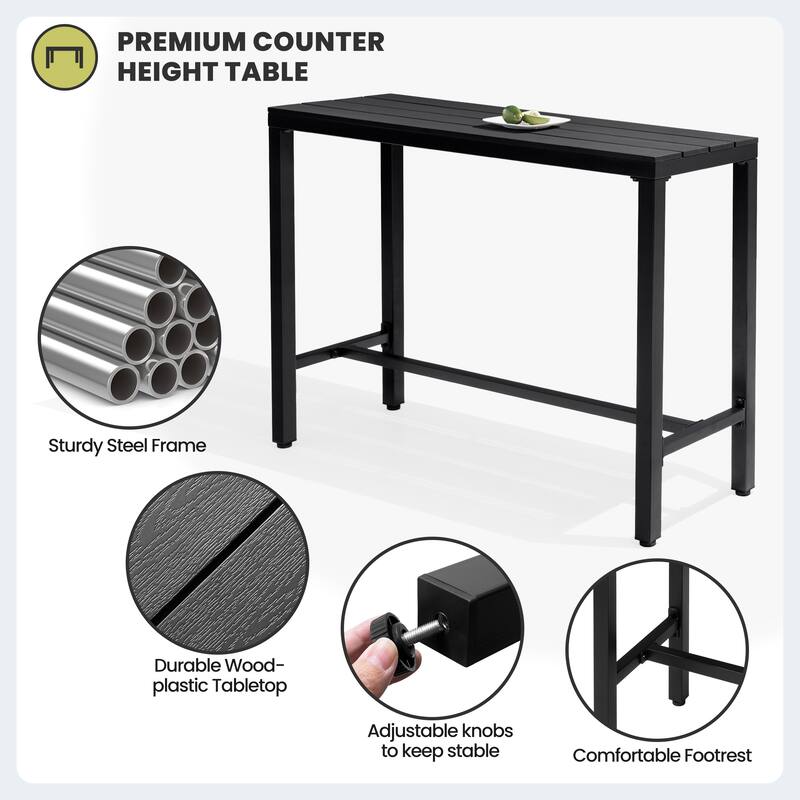 Crestlive Products Patio Outdoor Bar Table Rectangle Pub Table