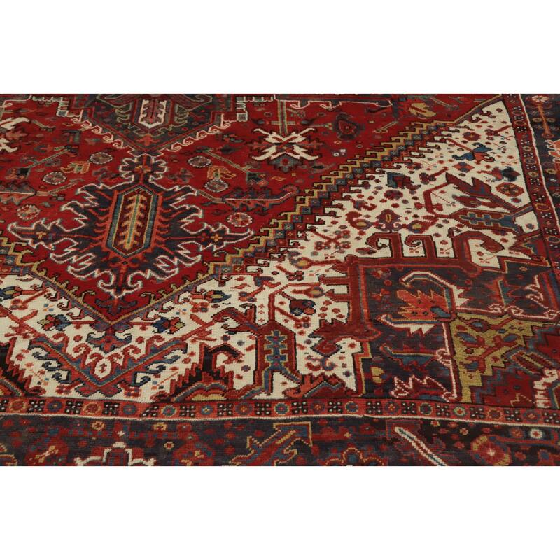 Hand Knotted Oriental 100% Wool Carpet Traditional Medallion Red Heriz Area Rug - 11' 2'' X 8' 5''