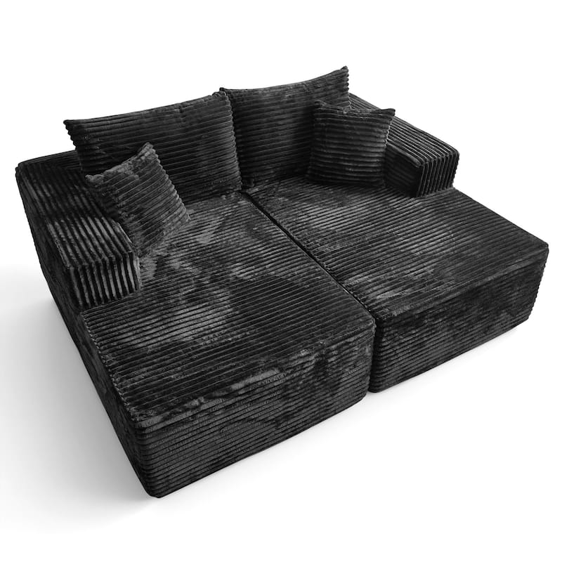 OVIOS Plush Sponge Double Chaise Lounge Sofa