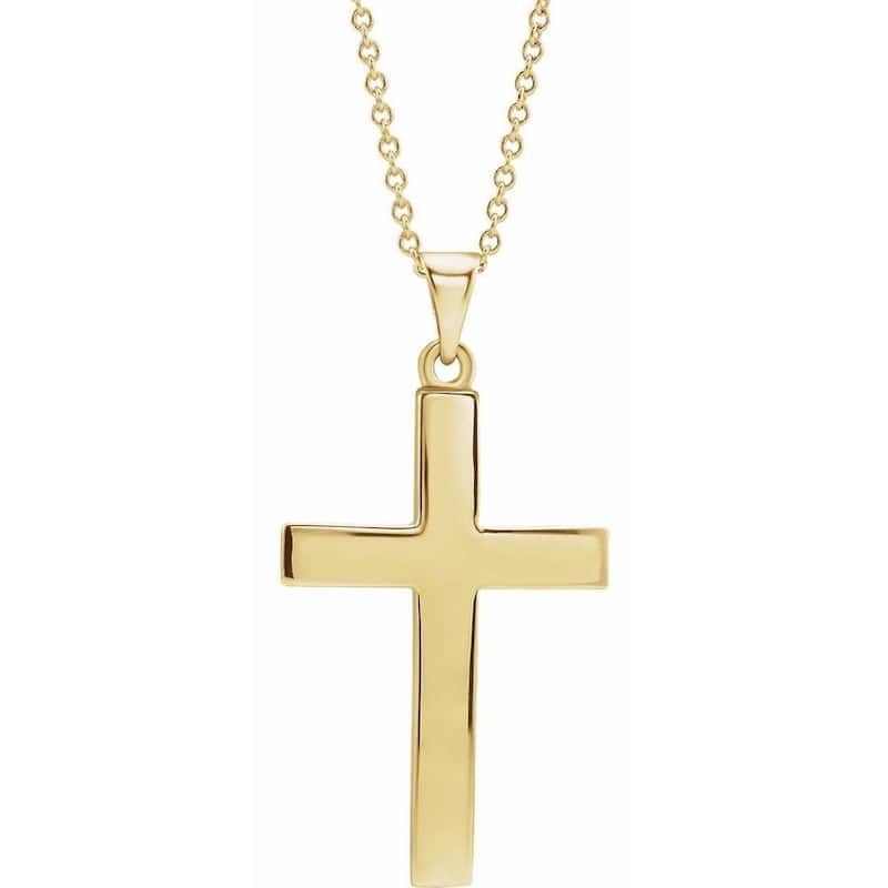 Curata 14k Yellow Gold 23x15.9mm Polished Religious Faith Cross 16" Necklace