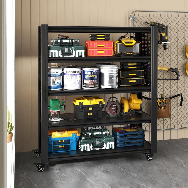 5 Tier Adjustable Shelving with Pegboard and Wheel