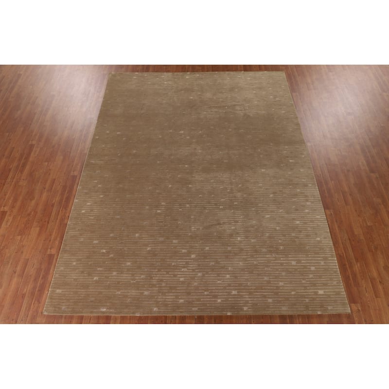 Nepalese Modern Area Rug Hand-Knotted Wool Carpet - 9'3" x 11'10"