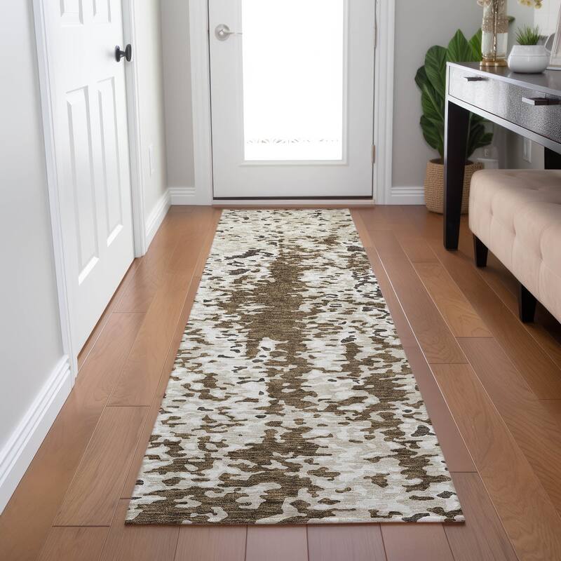 Machine Washable Indoor/ Outdoor Abstract Chantille Rug