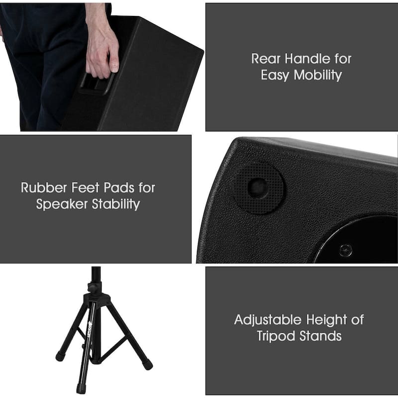 Set of 2 Sonart 2000W Bi-Amplified Speakers PA System