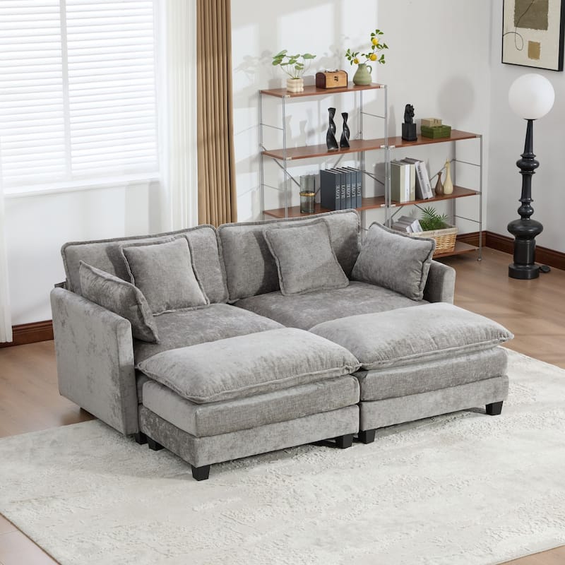 Cloud Sofa LoveSeat (Ottoman is not included), Modern Sectional Couch, Comfy Double Layer Upholstered Seat Cushion