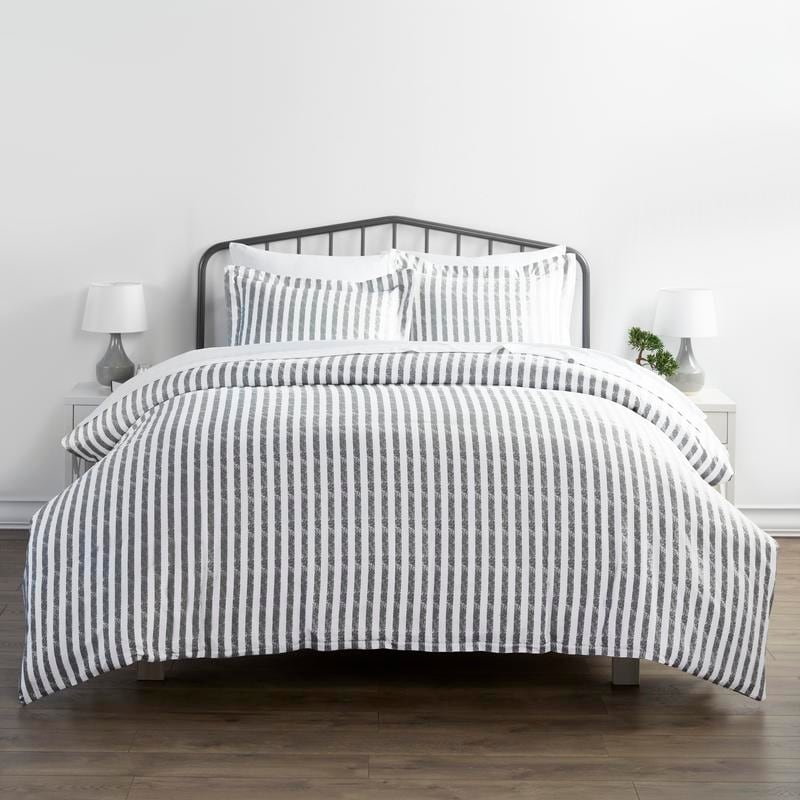 Single Double or King Size Duvet Set Betley Blush Pink Grey & White Stripe 