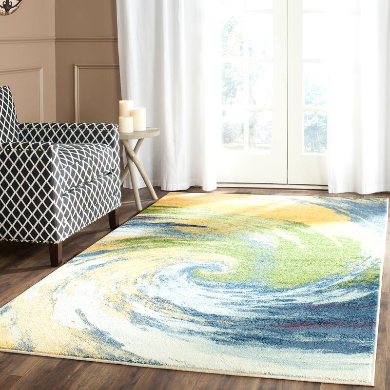 SAFAVIEH Evoke Tambra Abstract Swirl Rug - 5'3" x 7'6" - Gold/Blue - Rectangle
