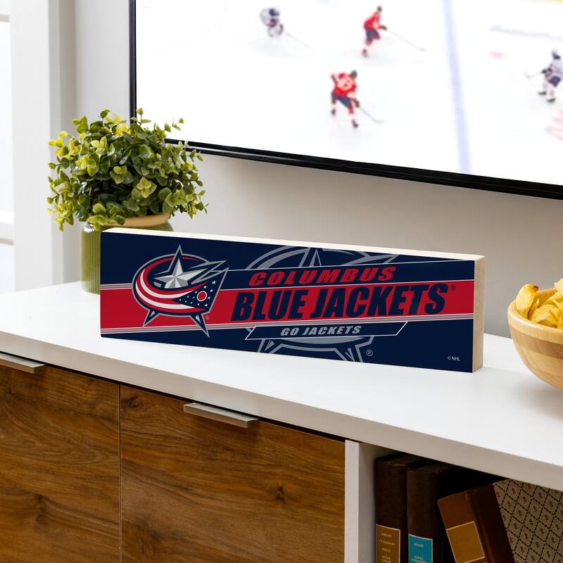 Columbus Blue Jackets Wooden Tabletop Mantel Shelf Sign - 5" x 18"