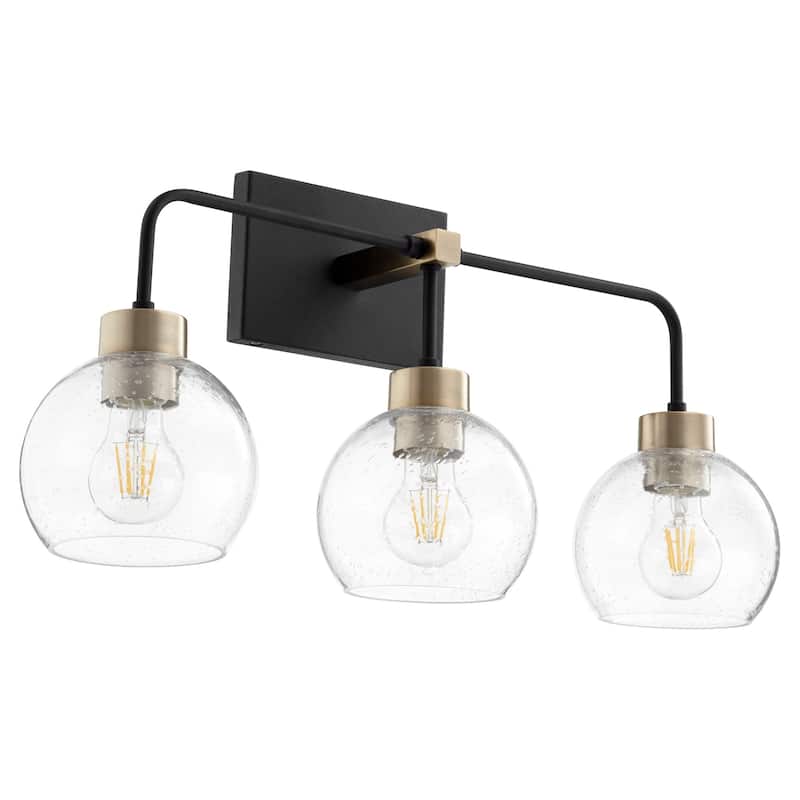 Quorum International Lacy 3 Light 24" Wide Bathroom Vanity Light - Noir / Aged Brass