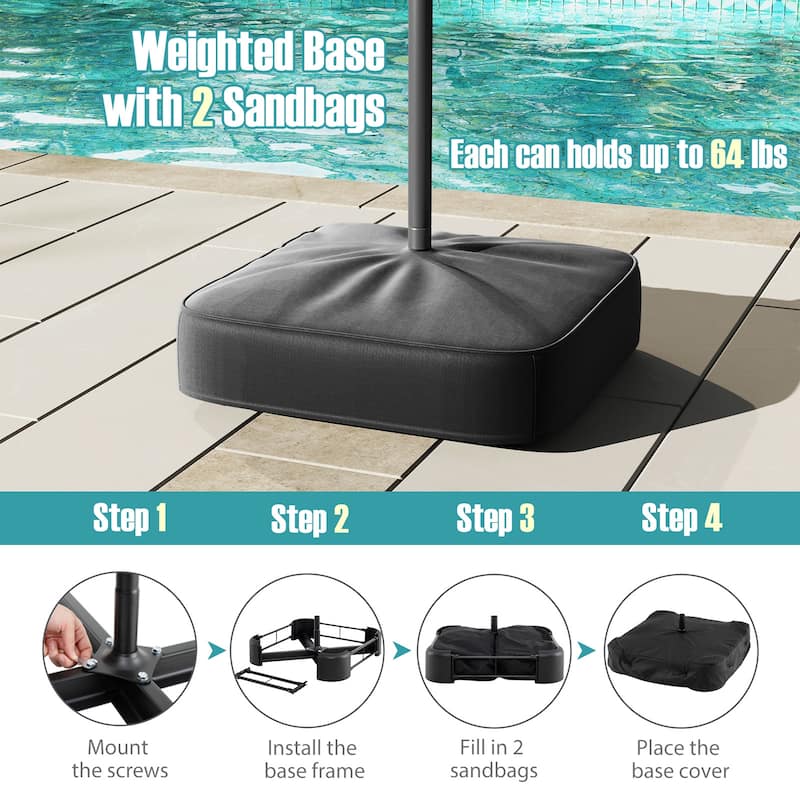 Gymax 13FT Double-sided Patio Umbrella w/ Crank Handle Umbrella Base