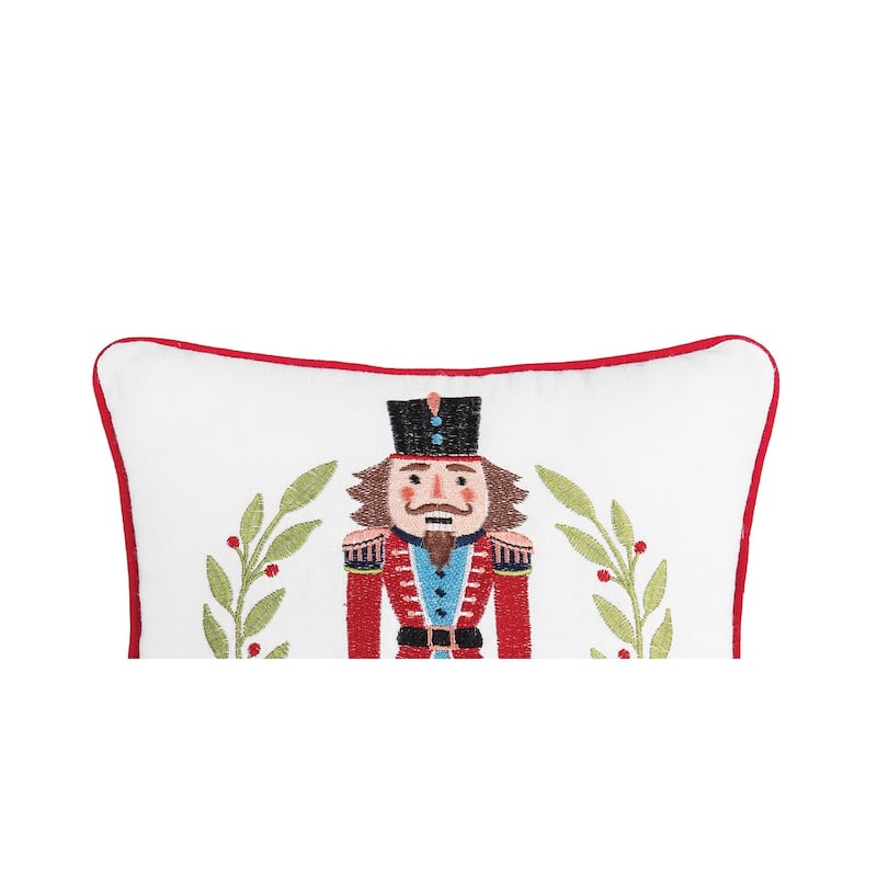 Nutcracker Wreath Embroidered Throw Pillow