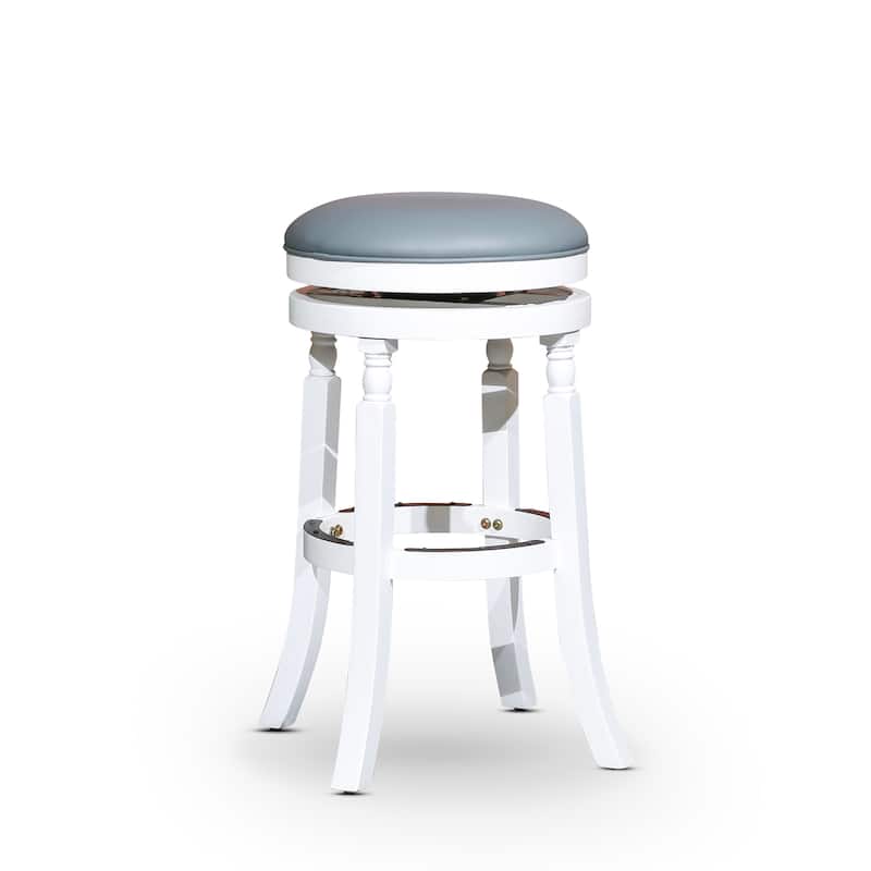 DTY Indoor Living Palmer Lake Backless Swivel Counter or Bar Stool - White/ Gray Leather - Bar Height - 29-32 in.
