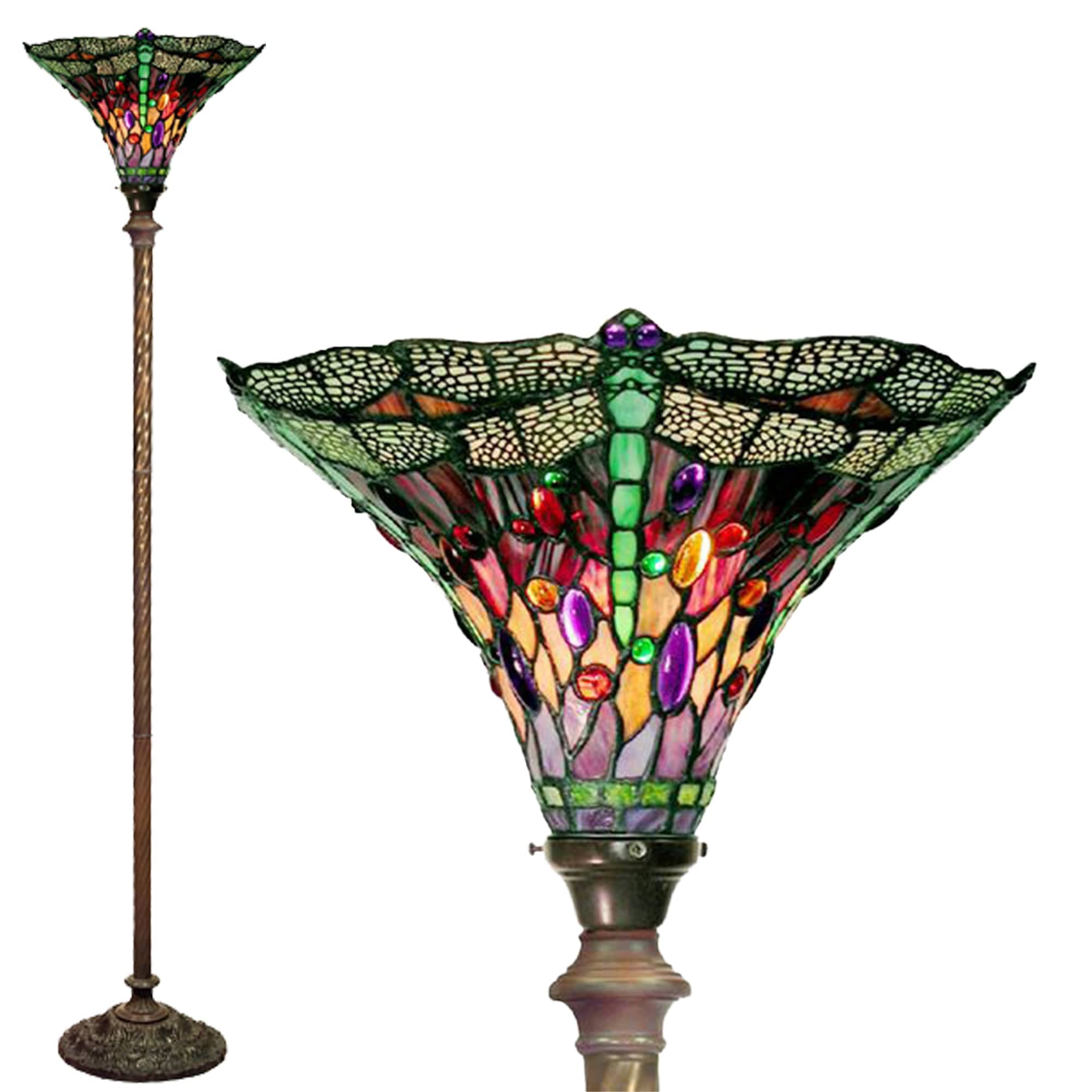 Warehouse of Tiffany Tiffany-style Dragonfly Torchiere Lamp