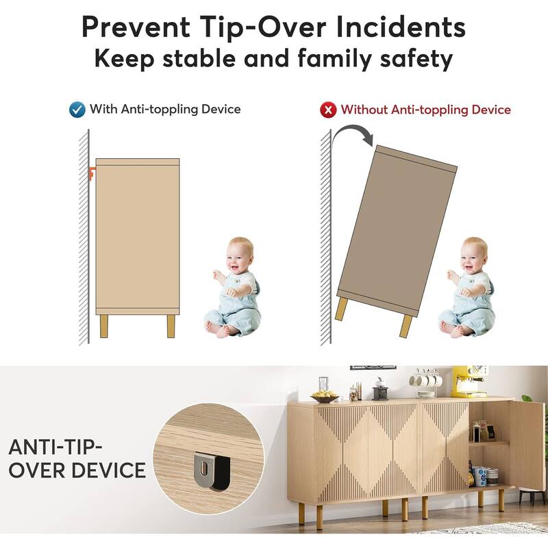 Modern Natural Storage Cabinet Set for Living Room